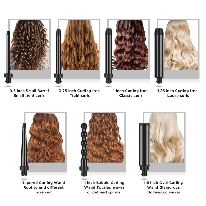 curling iron sizes